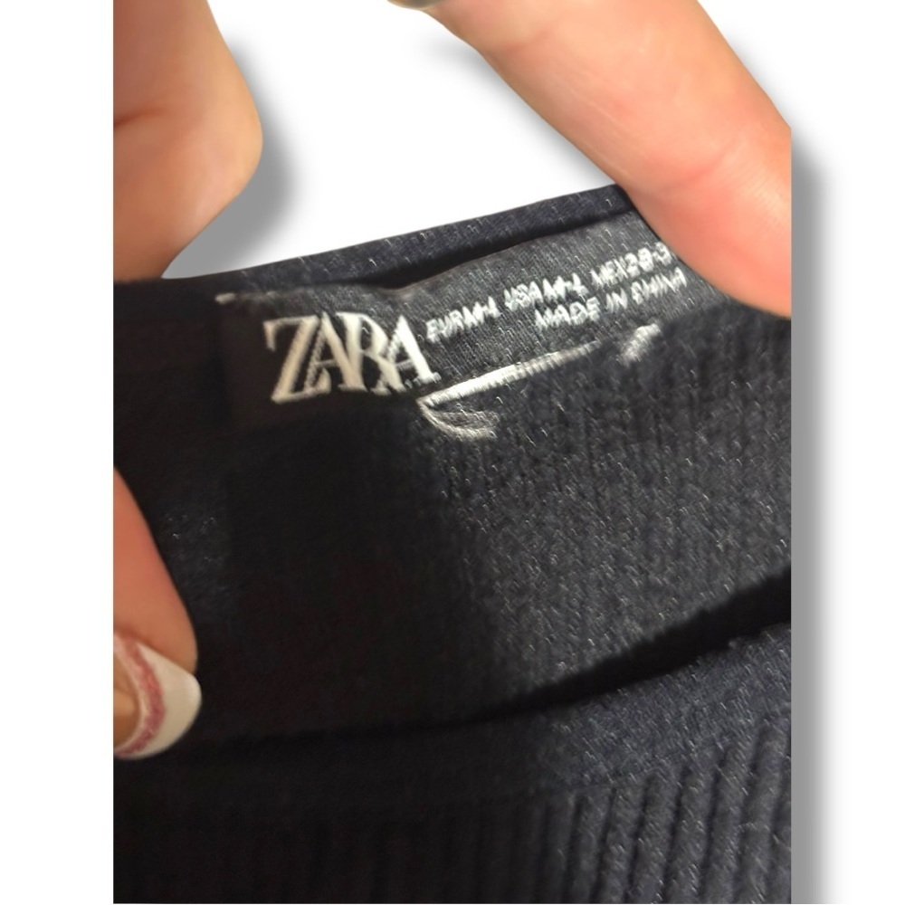 Zara Charcoal Scoop Neck Ribbed Skinny Double Strap Cropped  Camisole Top - Picture 8 of 13
